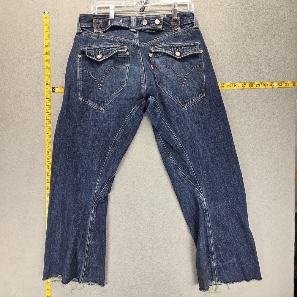 Vintage‎ Levis Engineered Jeans Blue Buckle Back Twisted Flap Raw Hem Fits 32x28